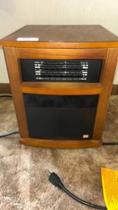 lot 62 image: Red Store Infrared Quartz Heater with Wood Cabinet