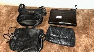 lot 87 image: Black Leather and Woven Bags Lot of 4