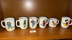 lot 92 image: Disney Character Mugs Lot 6 Piece Donald Daisy Minnie Pluto Mickey