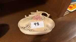 lot 98 image: Decorative Ceramic Bowl with Floral Design and Handles