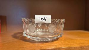 lot 104 image: Glass Bowl with Coin Inlay Decorative Design