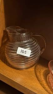 lot 105 image: Glass Pitcher with Ribbed Design and Lid