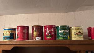 lot 109 image: Lot of 6 Tobacco Pipe Tins Bond Street Velvet Amphora Carter Hall