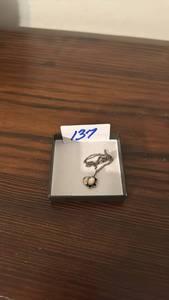 lot 137 image: Metal Chain Pendant Necklace with Pearl Center marked 925