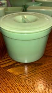 lot 172 image: Jadeite Covered Jar with Lid and Spoon