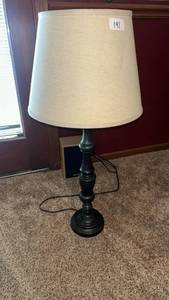 lot 191 image: Table Lamp with Cream Shade and Dark Base