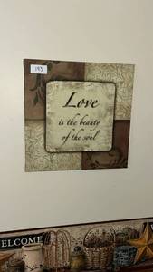 lot 193 image: Love is the Beauty of the Soul Wall Art Sign