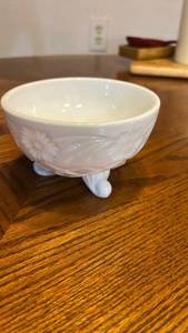 lot 200 image: White Footed Bowl with Embossed Floral Design