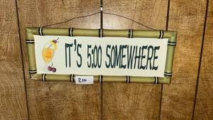 lot 210 image: Its 500 Somewhere Decorative Wall Sign with Bamboo Frame
