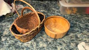lot 224 image: Wicker Baskets with Handles Lot of 2