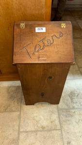 lot 228 image: Wooden Box with Hinged Lid and Brass Latches