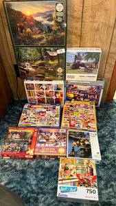 lot 233 image: Puzzle Lot Pieces 1000-750 Piece Assorted Brands Landscapes Cereal Kansas