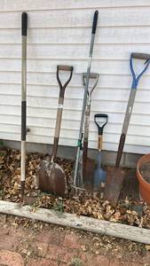 lot 243 image: Lot of 5 Garden Hand Tools Shovels Spades Rakes