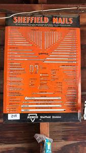 lot 248 image: Sheffield Nails Product Display Sign ARMCO Sheffield Division metal sign