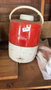 lot 270 image: Coleman Red and White Insulated Cooler Jug with Handle
