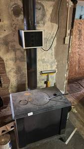lot 291 image: Wood Burning Stove with Stovepipe and Wall-Mount Blower Unit