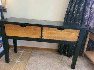 lot 901 image: Two-Drawer Storage Console Table Black Frame Wood Drawers, 29x48x16