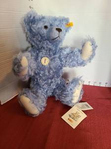 lot 913 image: Steiff Geniune Mohair Classic Serie Plush Teddy Bear Light Blue with Growl