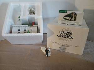 lot 1006 image: Department 56 Heritage Village Collection New England Village Series Steeple Church with Here Comes the Bride Accessories