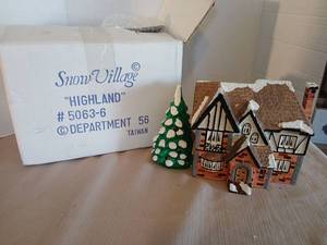 lot 1019 image: Snow Village Highland 5063-6 Department 56 Ceramic Building with Tree