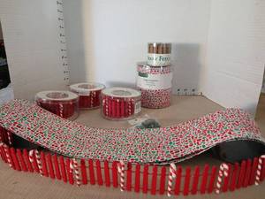 lot 1193 image: Department 56 North Pole Series Village Accessories Candy Cane Fence Snow Fence and holiday Cobblestone  Road