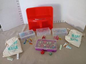 lot 1214 image: Red Organizer and  Clips and bells