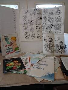 lot 1224 image: Liquid Embroidery craft instructional books and Disney character stencil sheets transfers