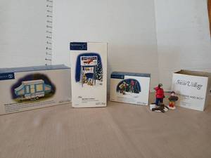lot 1245 image: Department 56 Snow Village Lot Home Away From Home Billboard Woodsman Boy and Finding the Bird Song