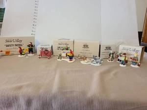 lot 1248 image: Snow Village Lot Safety Patrol , bench,  farm animals and more.