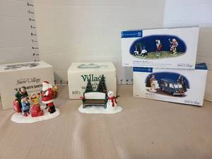 lot 1250 image: Department 56 Our Own Village Park Bench (02211) a visit with Santa and more