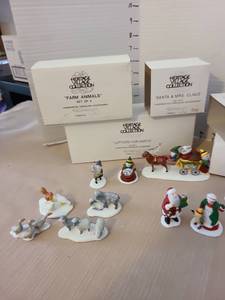 lot 1260 image: Snow Village Figurine Collection Lot Boxes Farm Animals going to the Chapel and more