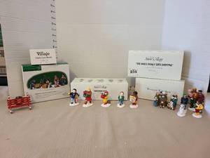 lot 1262 image: Department 56 Snow Village Lot Candy Cane Bench Christmas Kids Dickens Carolers