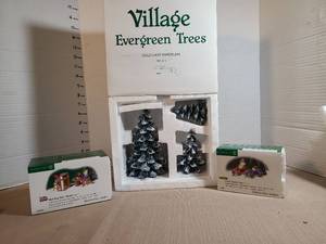 lot 1309 image: Department 56 Village Evergreen Trees Cold Cast Porcelain Set of 3