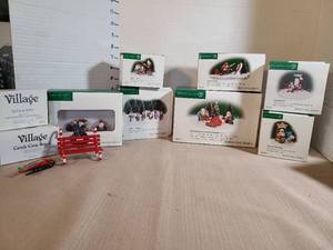 lot 1311 image: Department 56 North Pole Series Village Lot   Candy Cane Bench Sled Skis Accessories