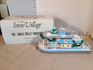 lot 1320 image: Snow Village The Original Jingle Belle Houseboat Handpainted Ceramic