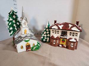 lot 1331 image: Department  56 Holiday Village Country  Church and Duplex