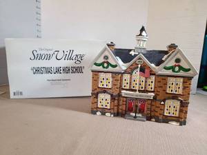 lot 1350 image: The Original Snow Village Christmas Lake High School Handpainted Ceramic