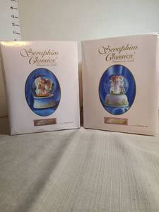 lot 1351 image: Seraphim Classics Heaven on Earth Snow Globes 2Piece Lot cecila and Abigail