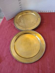 lot 1402 image: 6 Brass Chargers from India
