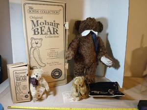 lot 2000 image: Boyds Collection  Mohair bears Hermann Artistline Small Jacob Teddy Bear 1998 Golden Teddy Award 212E Limited  European Edition smallest  5 inches tall largest is 19 inches