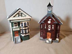 lot 2013 image: Department 56  Beacon Hill and  New School House 1987 1986