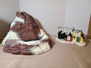 lot 2028 image: Department 56 Village Waterfall 52644 with Christmas Trees Lot
