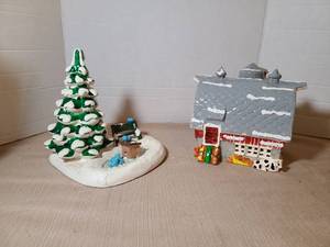 lot 2033 image: Department  56 Duck pond and Barn