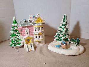 lot 2034 image: Department 56 Victorian  House  and Duck pond