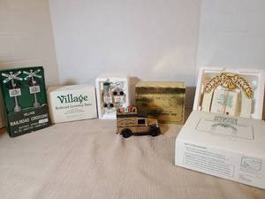 lot 2036 image: Department Village Railroad Crossing Signs and Collectible Diecast Vehicles Lot