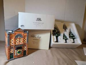 lot 2050 image: Dept 56 Apothecary and  Village Porcelain Pines, set Of 4snowy Pine Trees 59001