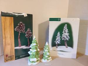 lot 2071 image: Department 56 Village Accessories Flocked Pine Trees Set of 2 and more