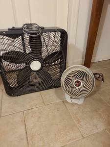 lot 2080 image: Vornado desk fan and box fan , works
