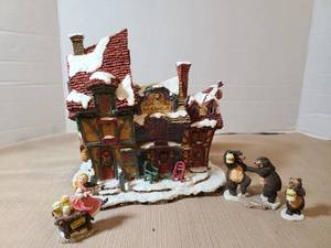 lot 2083 image: Department 56 Goldilocks Bed & Breakfast Building with Figurines Set
