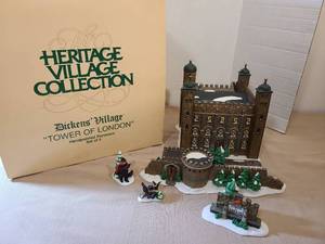 lot 2096 image: Heritage Village Collection Dickens Village Tower of London Handpainted Porcelain Set of 5
